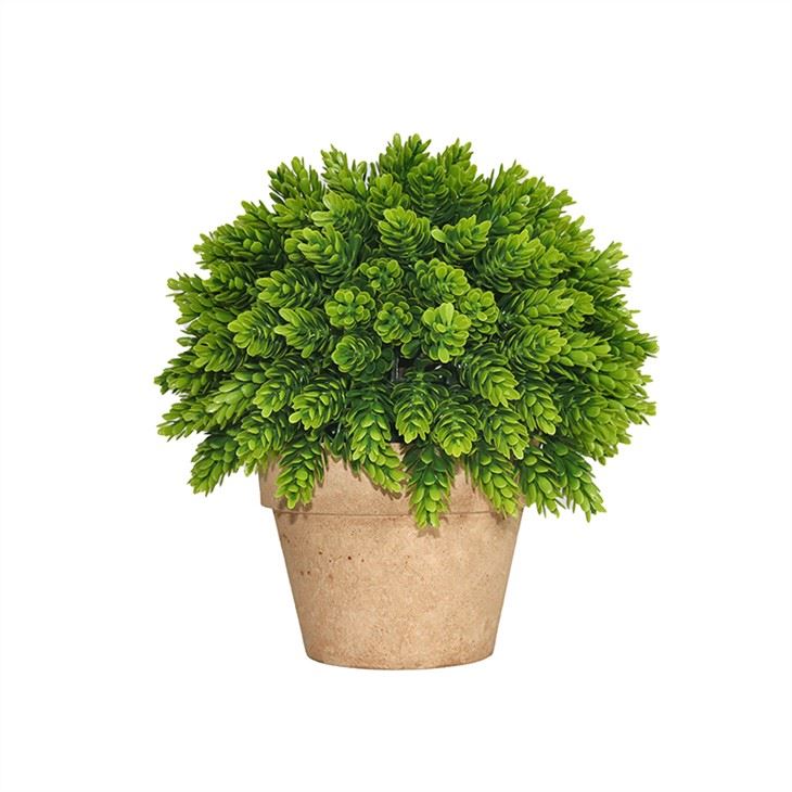 New Design Artificial Green Plastic Small Grass Bonsai Potted Leaves Plant For Home Indoor Decor